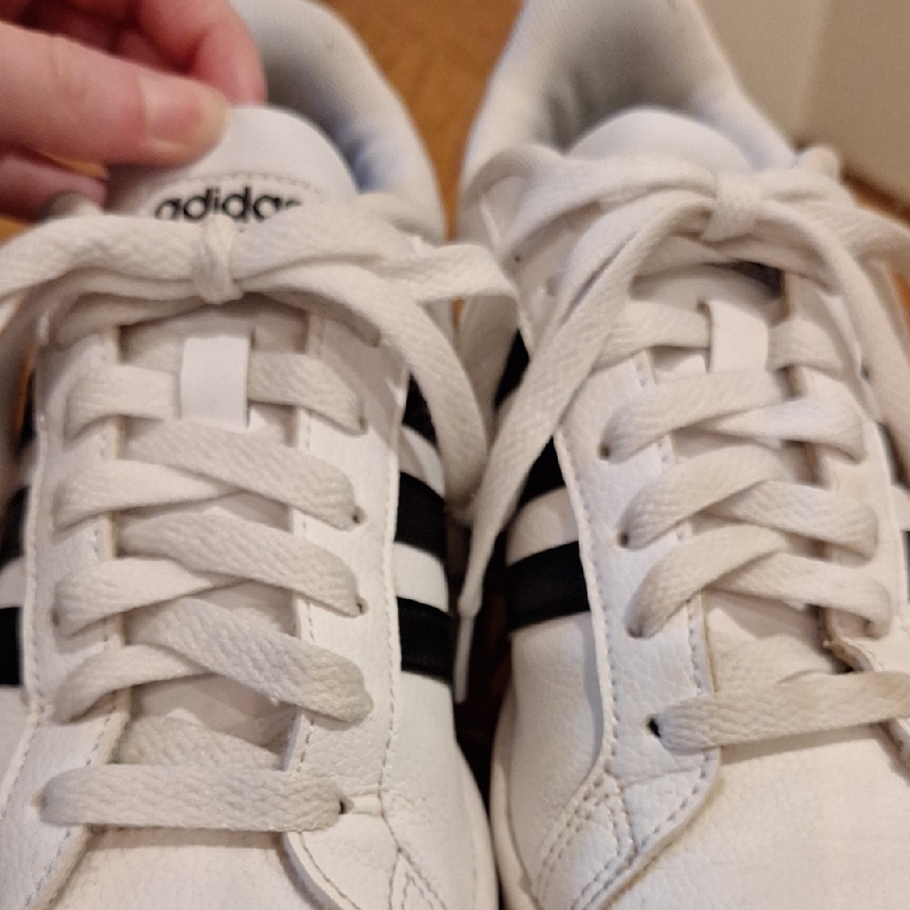 Adidas White and Black Striped Cloudfoam Sneakers - Picture 8 of 12